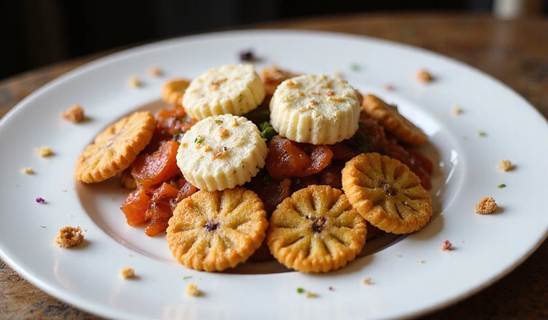 A plate of delicious Greek food, symbolizing the Athenian Bistro experience, with small cookie icons floating around, representing digital cookies that enhance online experience.